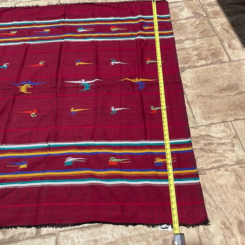 -Handwoven Guatemala rectangular tablecloth and matching napkins.